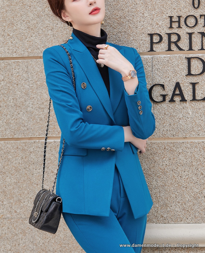 Damen Hosenanzug Zanina Dunkelblau&nbsp;Kariert