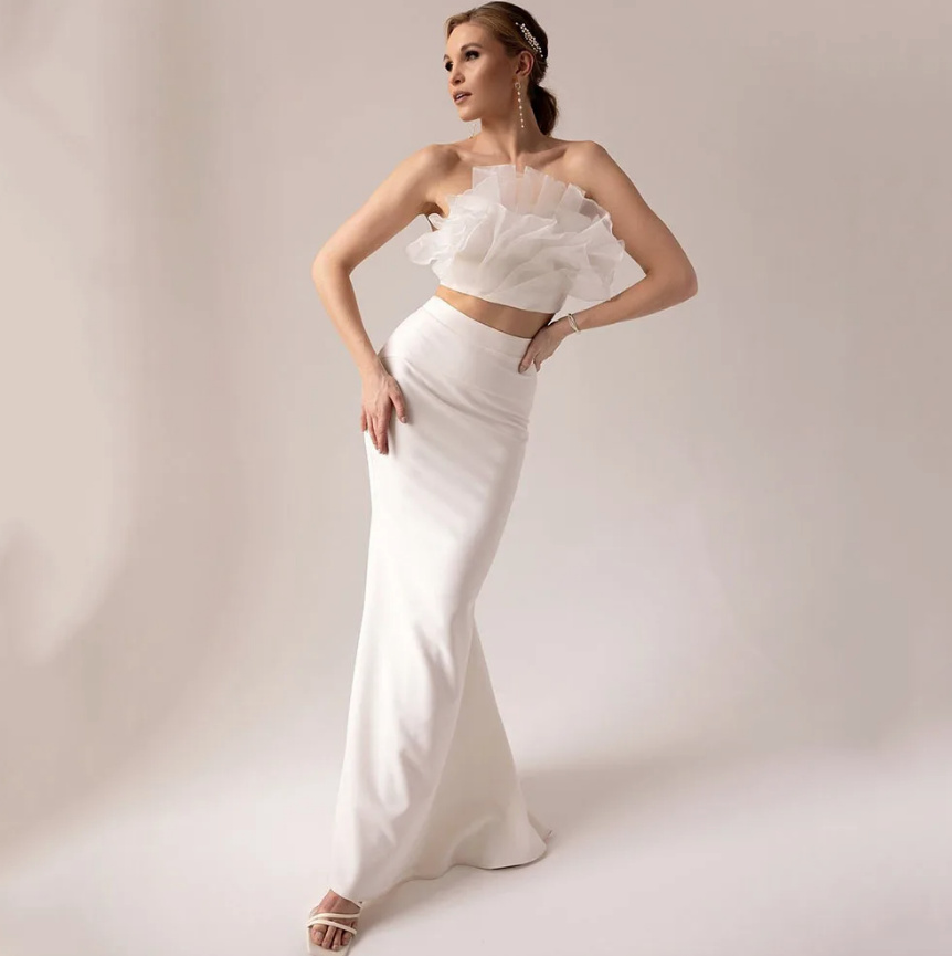 Sexy Zweiteiliges Brautkleid Amaryllis mit Bleistift Rock&nbsp;Rückenfrei