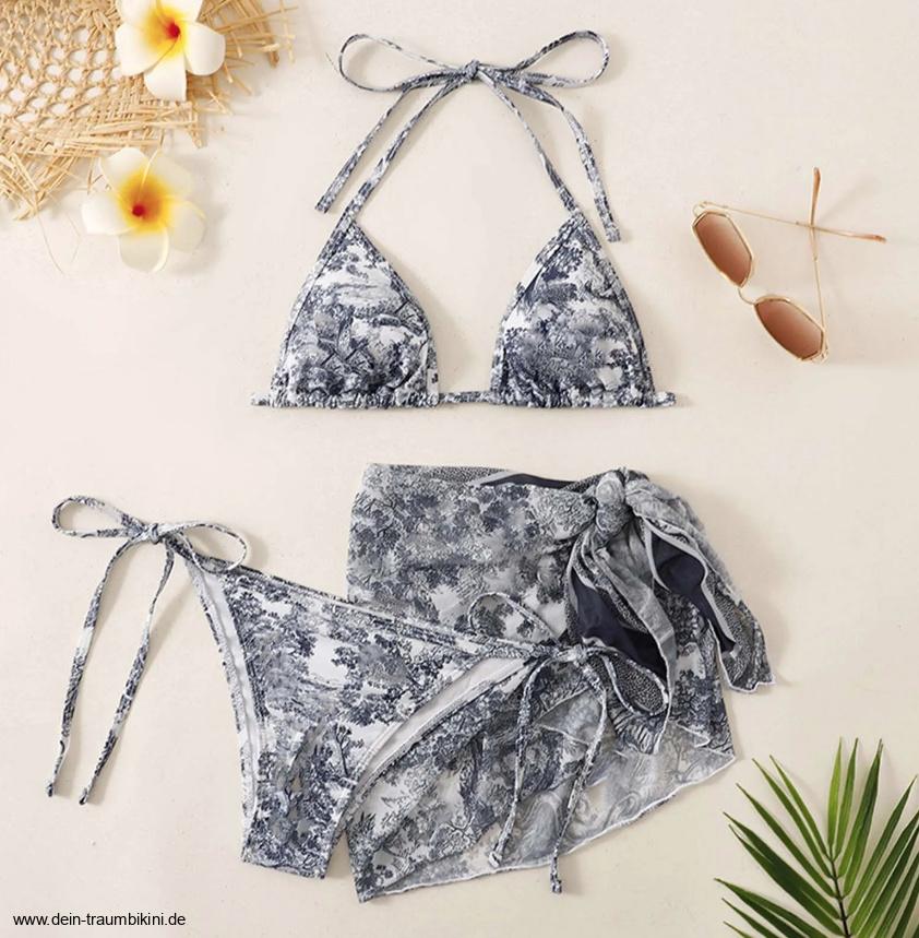 Halterneck Bikini mit Sarongs&nbsp;Schwarz