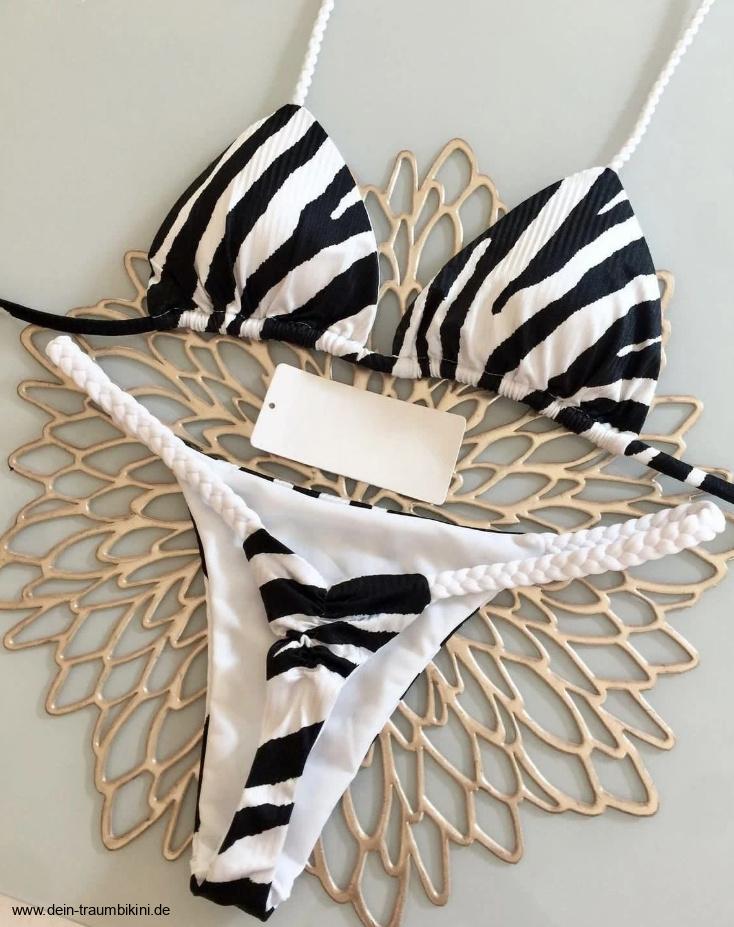 Zebra Print Triangle High-Waist&nbsp;Bikini
