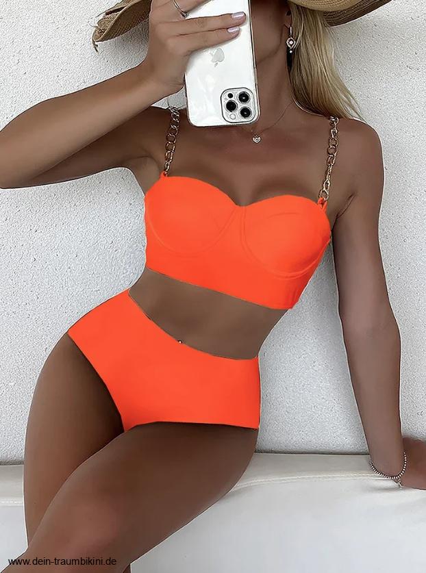 High-Waist Push Up Bikini Yasemin mit Kette in&nbsp;Orange