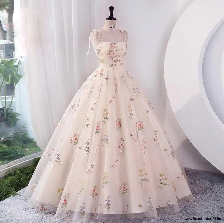 Ball Linie Spaghettiträger Brautkleid in Zartrosa mit&nbsp;Blumen