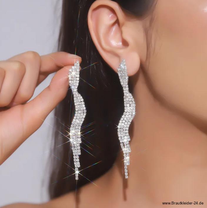 Lange Hängende Strass Braut Ohrringe&nbsp;Kirsten