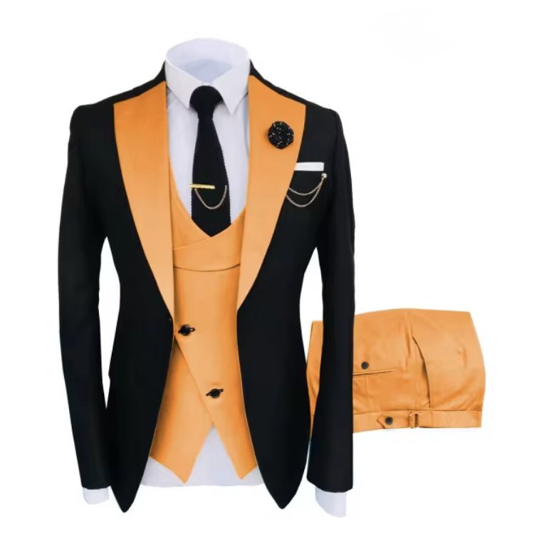 Hochzeitsanzug Anno für den Bräutigam Gelb Schwarz&nbsp;Dreiteilig