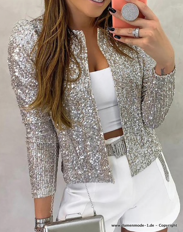 Gold Glitzer Pailletten Damen Blazer Online