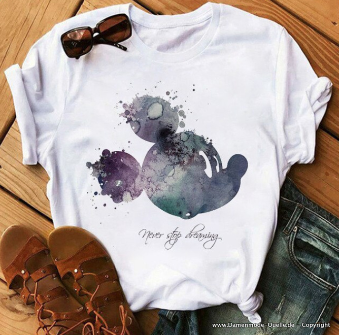 Cartoon Grafik Minnie Print Damen T-Shirt in&nbsp;Weiß