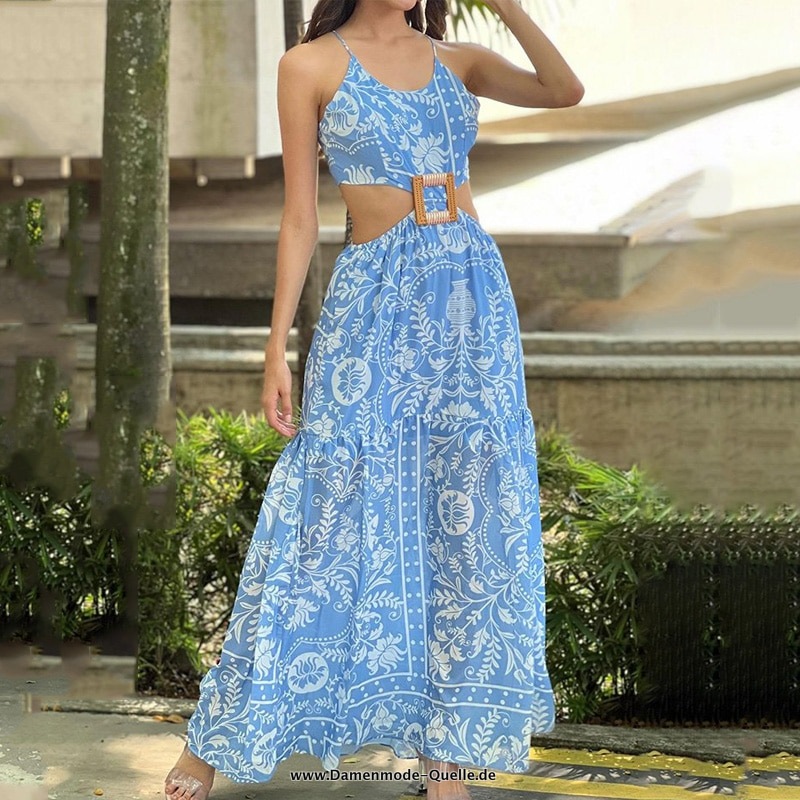 Rundhals Ausschnitt Sommer Sonne&nbsp;Strandkleid