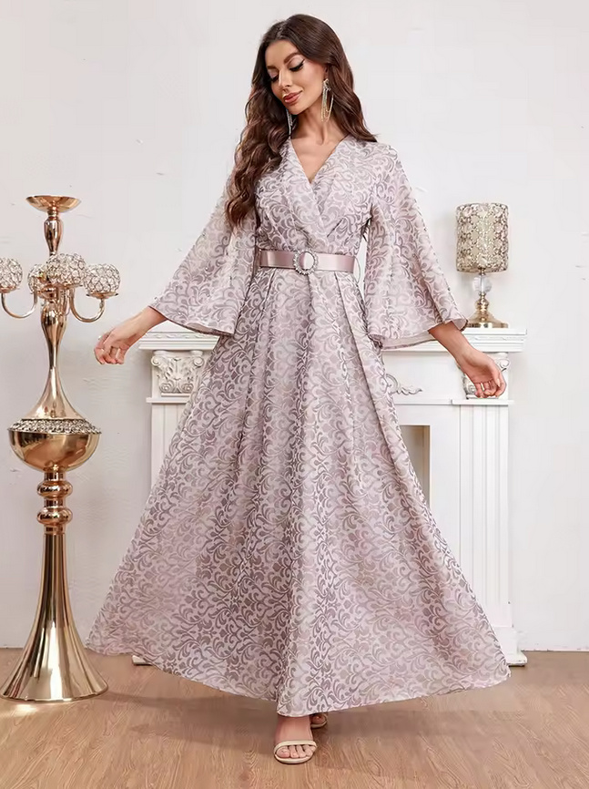 A Linie Kleid Elegant für Hochzeitsgäste in Lach mit Vintage&nbsp;Muster