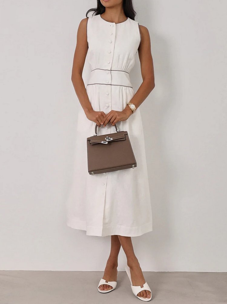 Ärmelloses Braut Standesamtkleid Tailliert&nbsp;Wadenlang