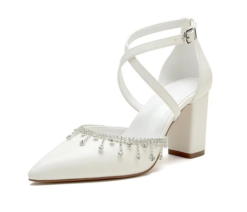 Blockabsatz Brautschuhe Dörte Hochzeitsschuhe mit Strass und&nbsp;Knöchelriemen