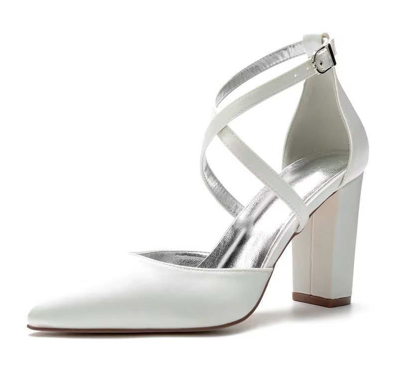 Blockabsatz Satin Brautschuhe Dona&nbsp;Weiß