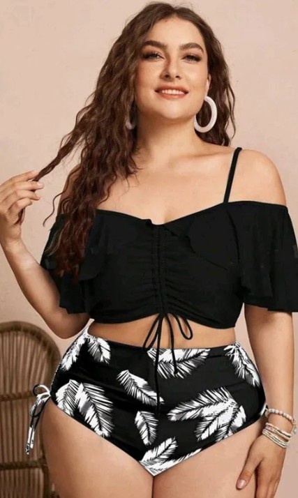 Damen Push Up Triangle Plussize Bikini 2025&nbsp;Schwarz