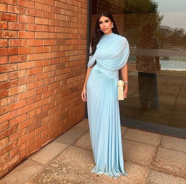 Elegantes Maxi Sommerkleid 2025 Plissiert in&nbsp;Hellblau