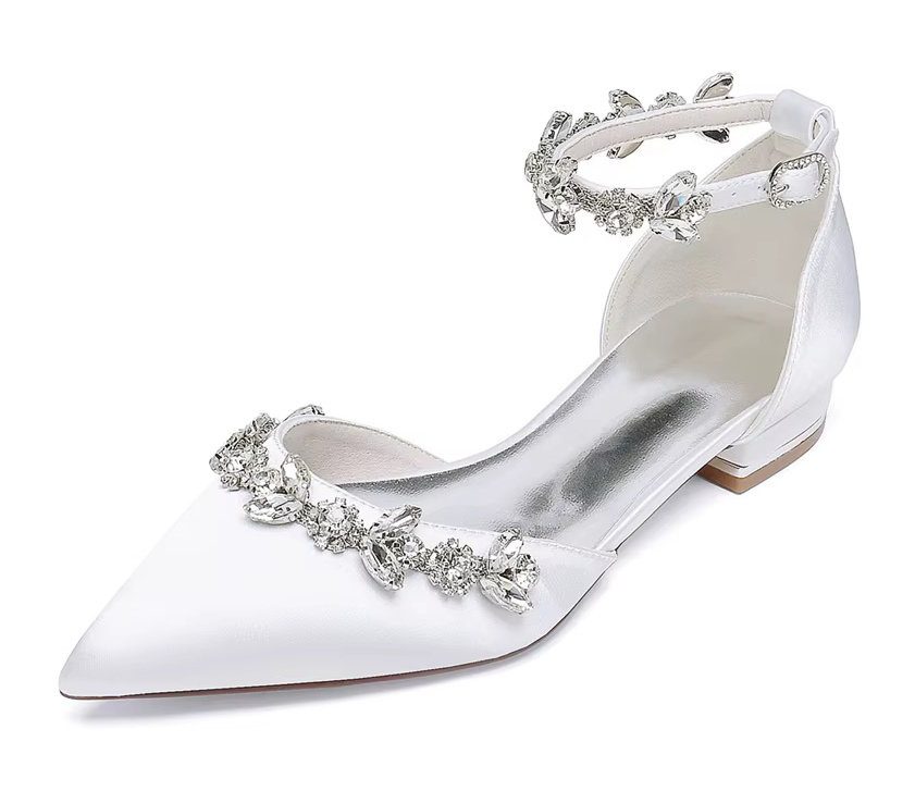 Blockabsatz Satin Brautschuhe Danielle in Weiß mit&nbsp;Strass
