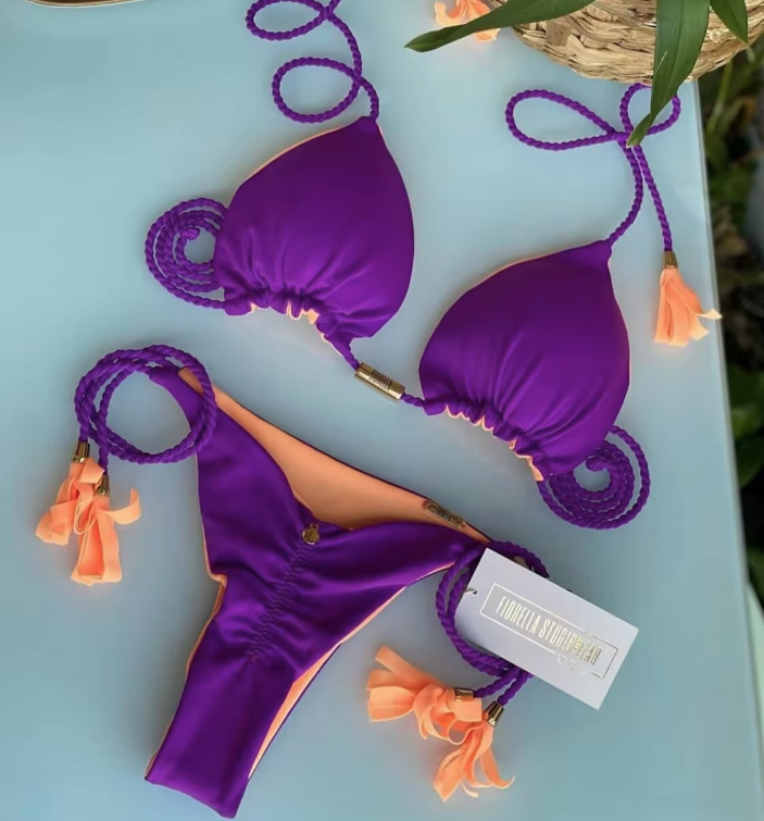 Halterneck Bikini 2025 Sarah mit Hohe Taille Lila&nbsp;Orange