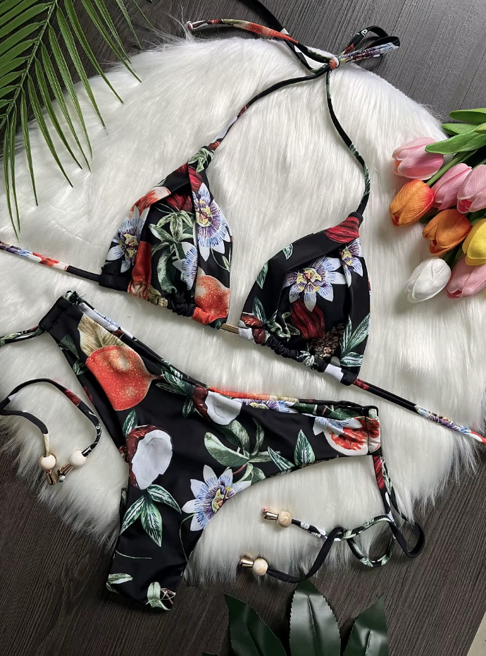 Halterneck Bikini 2025 Seraphine in Schwarz mit&nbsp;Blumenmuster