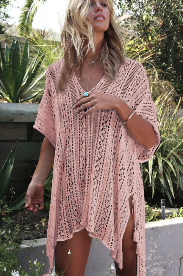 Kurzes Strick Strandkleid 2025 Cover Up Kleid Sunnhild&nbsp;Rosa