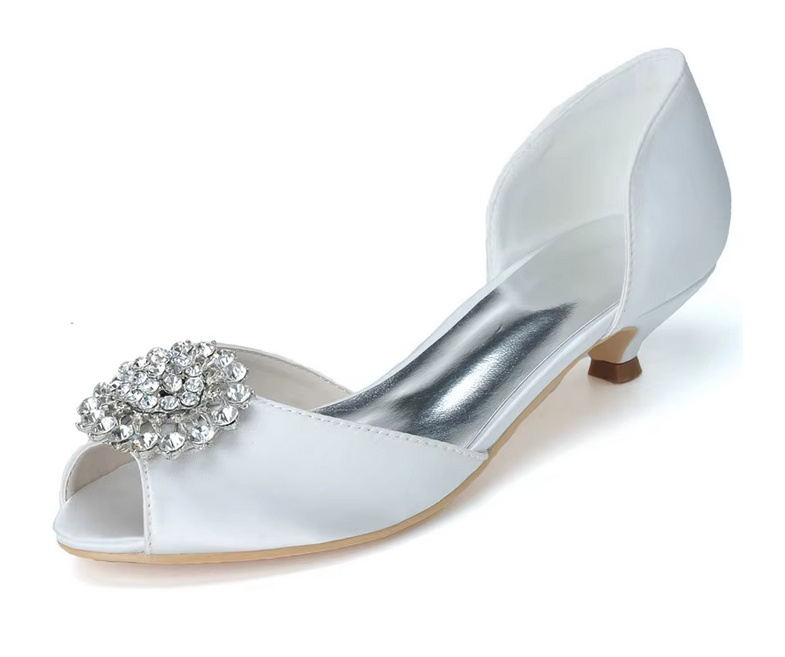 Low Heels Brautschuhe Dala Peep Toe Hochzeitsschuhe mit&nbsp;Strass