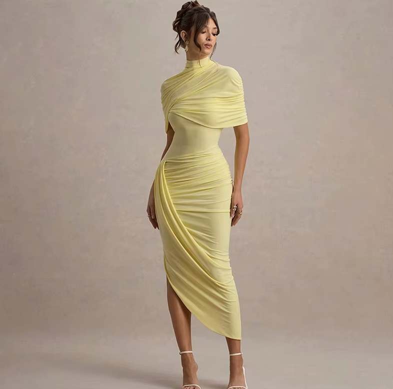 Rückenfreies Elegantes Bleistift Sommerkleid 2025 in Gelb&nbsp;Elegant