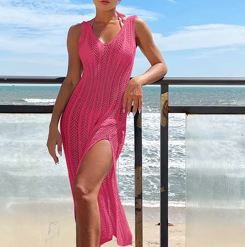 Sommer 2025 Sexy Strick Standkleid&nbsp;Pink