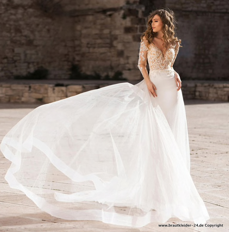 Meerjungfrau Hochzeitskleid Brautkleid mit Herz Ausschnitt und&nbsp;Schleppe