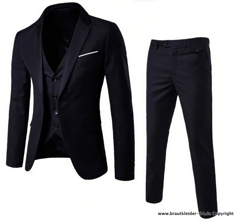 Standesamt Herrenanzug für den Bräutigam 3 Teilig Blazer Weste Hose in&nbsp;Schwarz