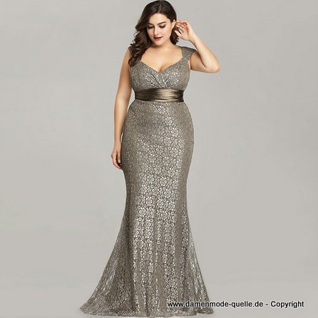 Plus Size Meerjungfrau Abendkleid in&nbsp;Silber