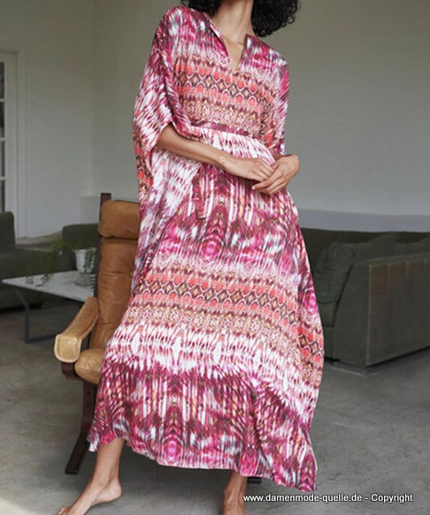 Boho Style Maxi Strandkleid mit Fledermäus&nbsp;Ärmel