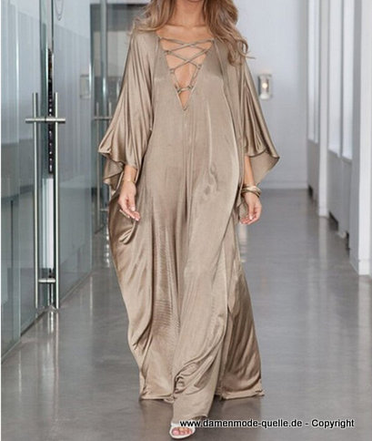 Oversize Seide Strand Sommerkleid&nbsp;Beige