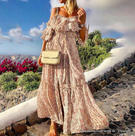 Schulterfreies Chiffon Maxi&nbsp;Sommerkleid