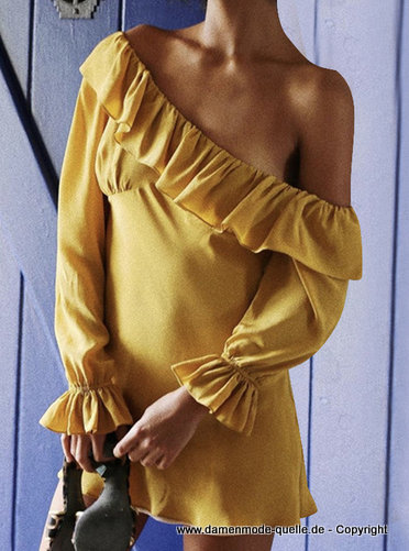 One Shoulder Rüschen Chiffon&nbsp;Sommerkleid