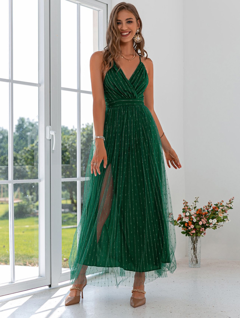 Empire Kleid Elegant und Festlich für Hochzeitsgäste in&nbsp;Dunkelgrün