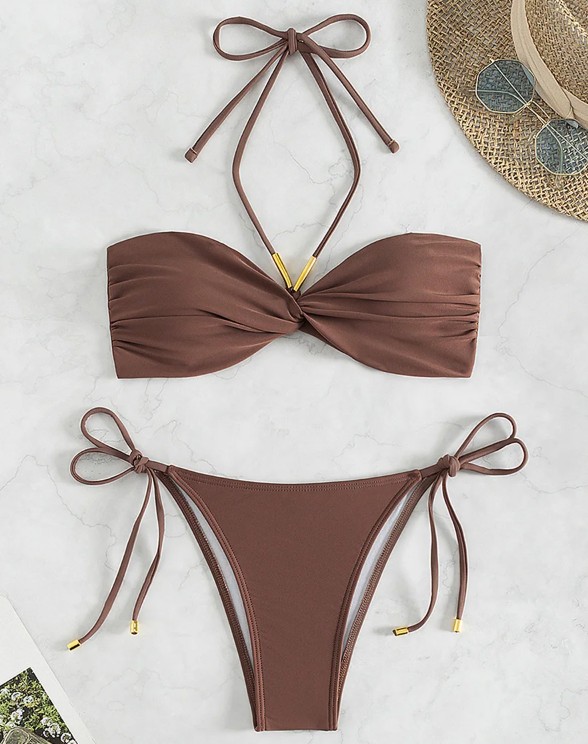2in1 Halterneck Bandeau Bikini 2025&nbsp;Braun
