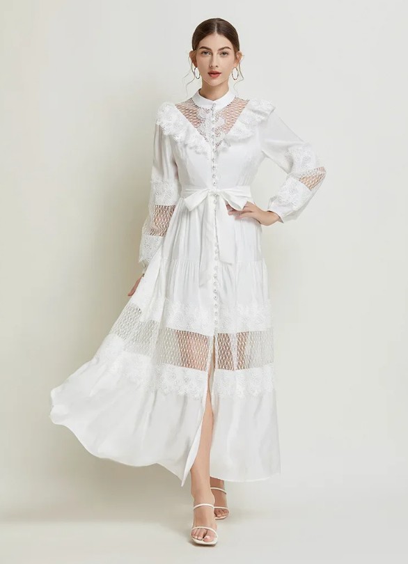 A Linie Boho Style Mesh Standesamtkleid Heather&nbsp;Weiß