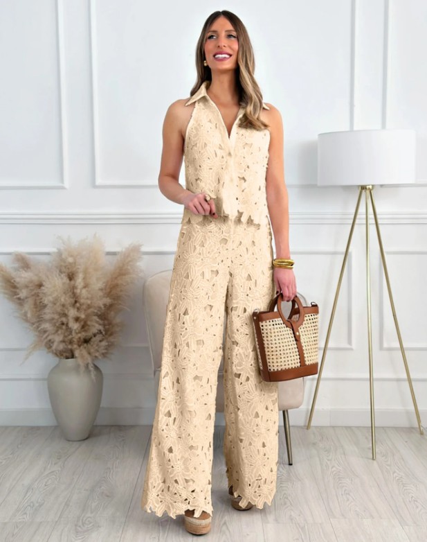  A Linie Zweiteiler Elegant für Hochzeitsgäste aus Spitze in&nbsp;Ivory