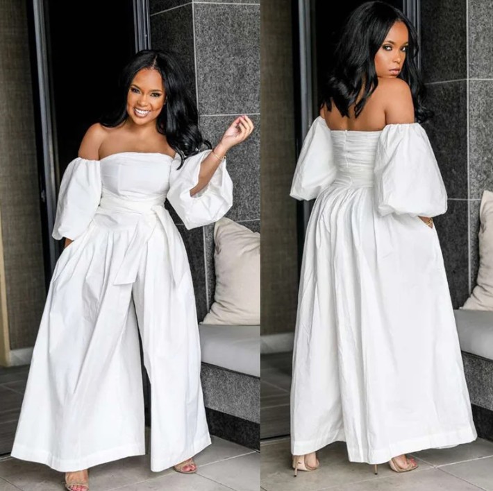 Boho Style Overall Jumpsuit für die Braut Lang&nbsp;Schulterfrei