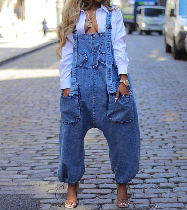 Damen Cargo Jeans Latzhose 2025&nbsp;Blau