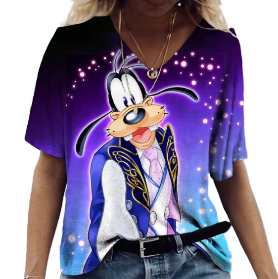 Goofy Cartoon Print Damen T-Shirt&nbsp;Bunt