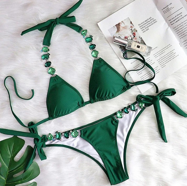 Halterneck Strass Bikini 2025 Sidney in&nbsp;Grün