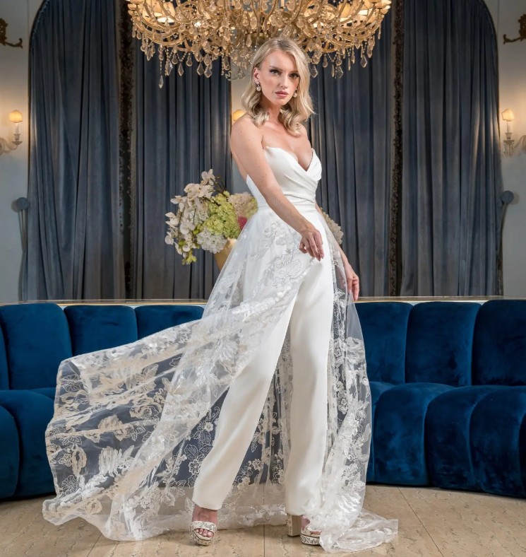 I Linie Braut Einteiler Overall Heidje mit Spitze&nbsp;Schulterfrei