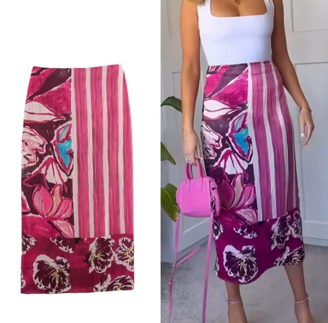 I Linie Sommer Damen Rock 2025 in Lila mit Blumen