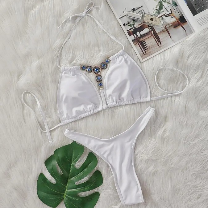Mini Micro String Diamant Bikini 2025&nbsp;Weiß