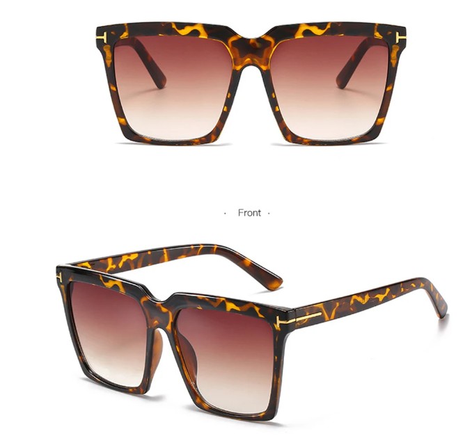 Oversize Damen Sonnenbrille Shari Quadratisch Leopard&nbsp;Muster