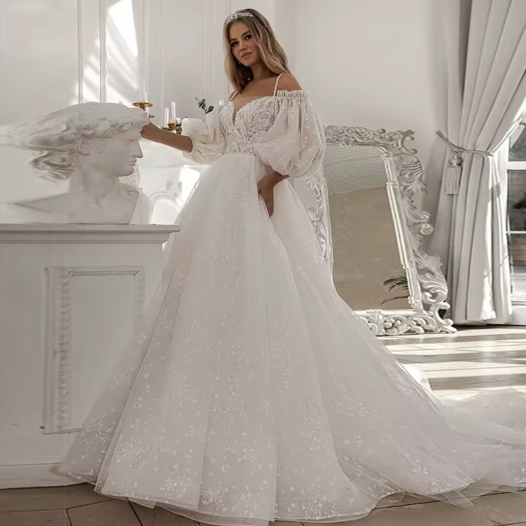 Prinzessin Brautkleid Sophie mit spitze und&nbsp;Puffärmel