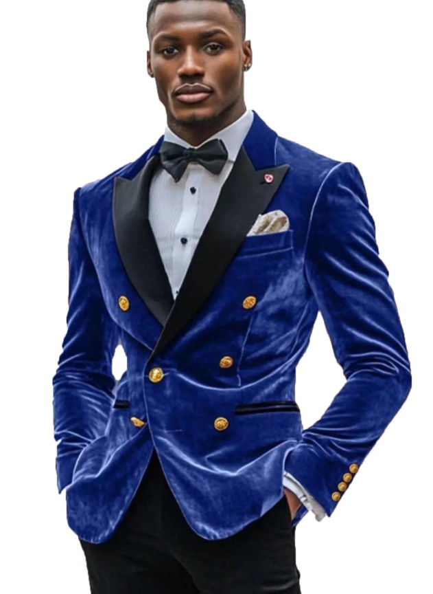 Samt Herren Hochzeitsanzug Anais Zweiteilig Sakko – Hose Blau&nbsp;Schwarz