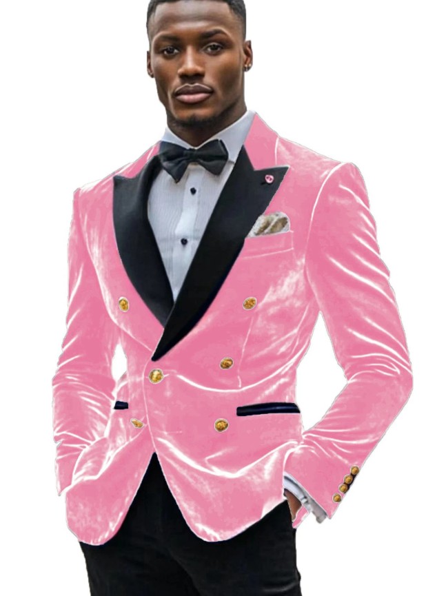 Samt Herren Hochzeitsanzug Anais Zweiteilig Sakko – Hose Rosa&nbsp;Schwarz