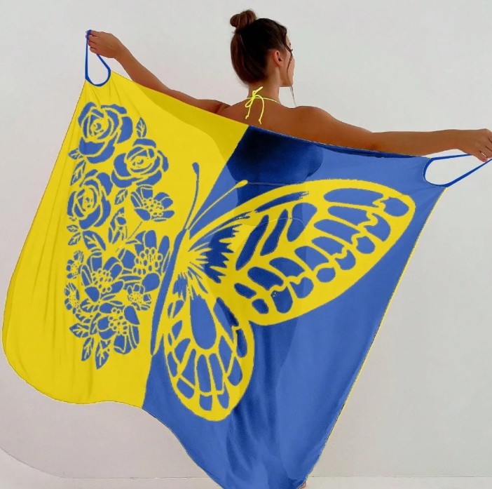 Schmetterling Print Strandkleid 2025 Cover Up Kleid Suzan Gelb&nbsp;Blau