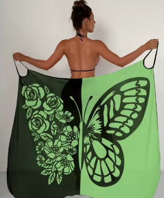 Schmetterling Print Strandkleid 2025 Cover Up Kleid Suzan&nbsp;Grün