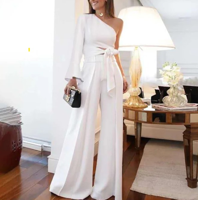 Schulterfreies One Shoulder Jumpsuit Overall Lena für den Standesamt&nbsp;Sexy