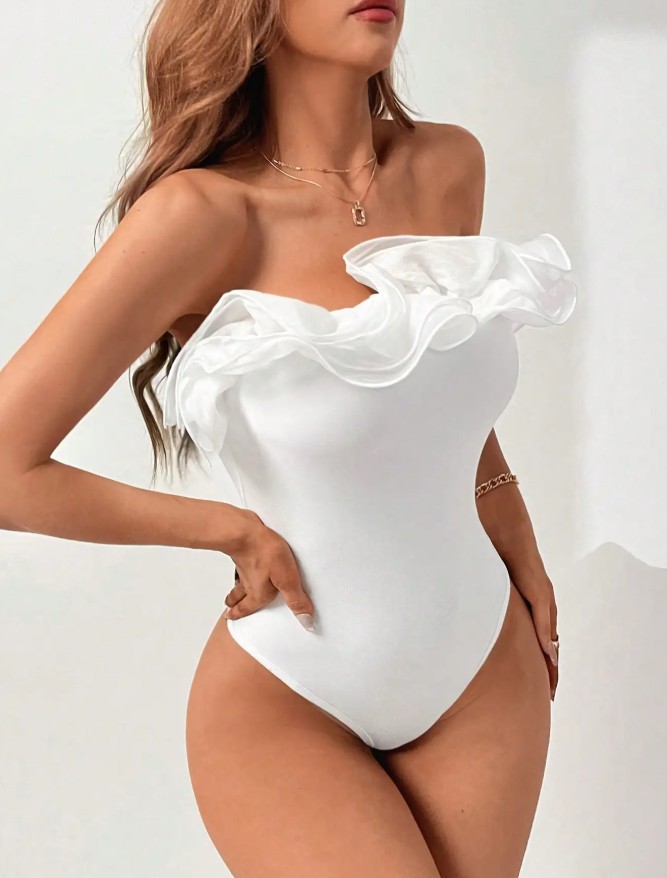 Sexy Body Overall Hellrun für den Standesamt Kurz&nbsp;Schulterfrei